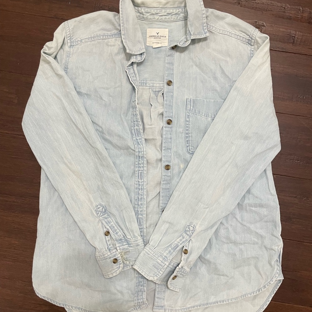 American Eagle Outfitters Light Blue Casual Shirt